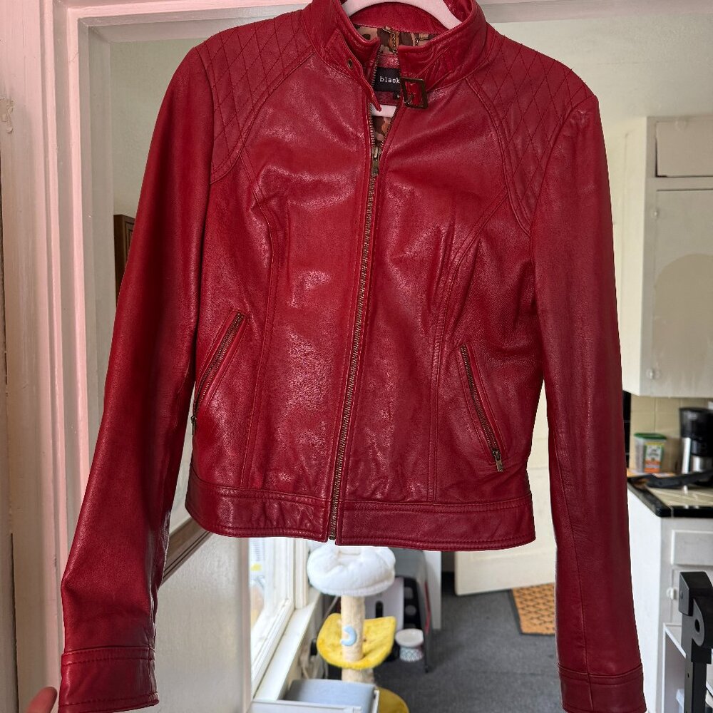 BLack Rivet Red Genuine Leather Jacket